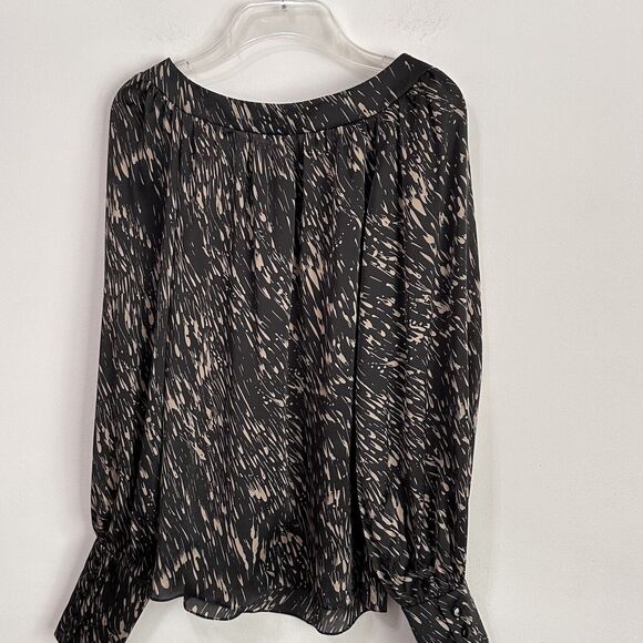 Jill Stuart Silk Top Blouse Shell 4 Boat Neck Long Sleeve Party Cocktail Dinner - Picture 8 of 10
